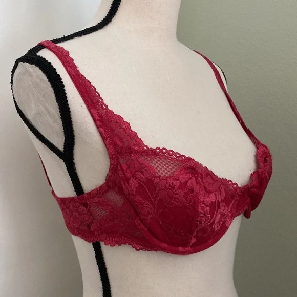 Victorias Secret Red Lace Bra 34A - Picture 4 of 10
